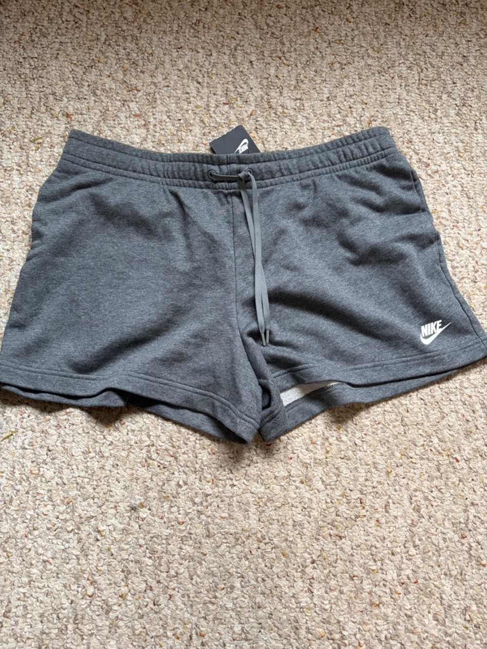 Nike Women's Charcoal Gray Athletic Fleece Shorts with Logo